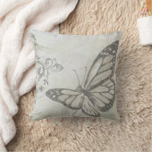 バタフライオングレー クッション (ブランケット)