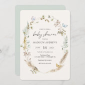 バタフライオンザウェイボホベビーシャワー招待状 招待状 (正面/裏面)