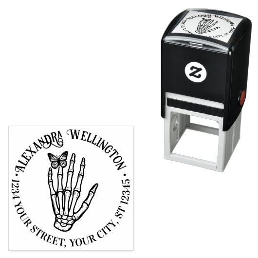 バタフライオンスケルトンハンドネーム差出人住所 セルフインキングスタンプ (インサイチュ)