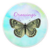 バタフライオンティール(緑がかった色)グリーンパープル名前をカスタムする セラミックノブ (正面)