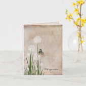 バタフライオンパフフラワー悔やみや弔慰ありがとう カード (黄色い花)