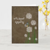 バタフライオンパフフラワー悔やみや弔慰 カード (黄色い花)