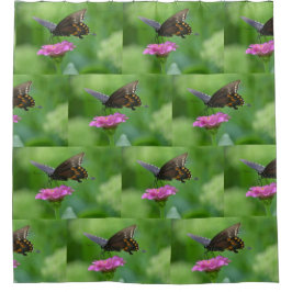 バタフライオンピンク《植物》百日草 シャワーカーテン