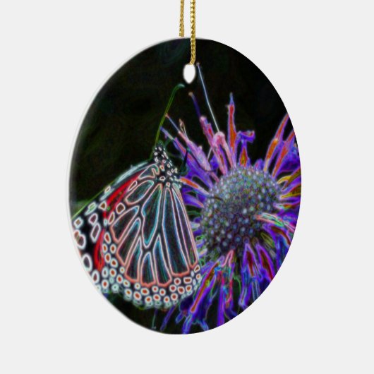 バタフライオンフラワーデジタルアートオーナメント セラミックオーナメント (右)