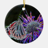 バタフライオンフラワーデジタルアートオーナメント セラミックオーナメント (正面)