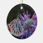 バタフライオンフラワーデジタルアートオーナメント セラミックオーナメント (左)