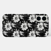 バタフライオンフラワーパターンデザイン – 黒 Case-Mate iPhoneケース (裏面 (横))
