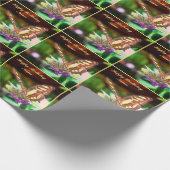 バタフライオンフラワーパーソナライズされた誕生日 ラッピングペーパー (角)