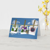 バタフライオンフラワーフォト誕生日 カード (黄色い花)