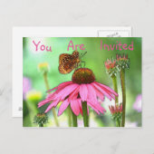 バタフライオンフラワー招待状 インビテーションポストカード (正面/裏面)