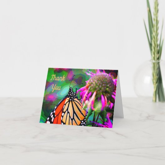 バタフライオンフラワー自然アートサンキューカード サンキューカード (正面)