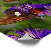 バタフライオンフラワー自然アート抽象芸術 ポスター (角)
