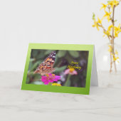 バタフライオンフラワー誕生日 カード (黄色い花)