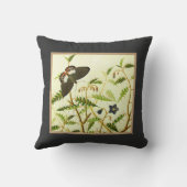 バタフライオンブルーミングブッシュヴィンテージ植物芸術 クッション (裏面)