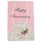 バタフライオンホワイトアジサイ記念日 ミディアムペーパーバッグ (正面)