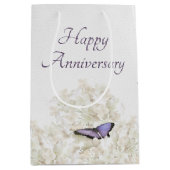 バタフライオンホワイトアジサイ記念日 ミディアムペーパーバッグ (正面)