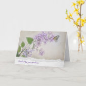 バタフライオンライラックサンキューカード カード (黄色い花)