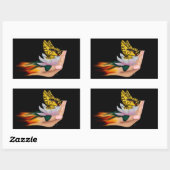 バタフライオンロータス開花 長方形シール (シート)