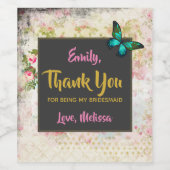 バタフライオンヴィンテージコラージュブライドメイ感謝していド ワインラベル (シングルラベル)