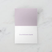 バタフライオン薄紫バタフライ悔やみや弔慰サンキュー カード (内部)