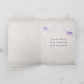 バタフライオン薄紫フラワー悔やみや弔慰 カード (内部)