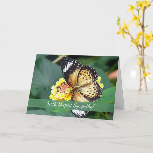 バタフライカスタム悔やみや弔慰グリーティングカード カード (黄色い花)