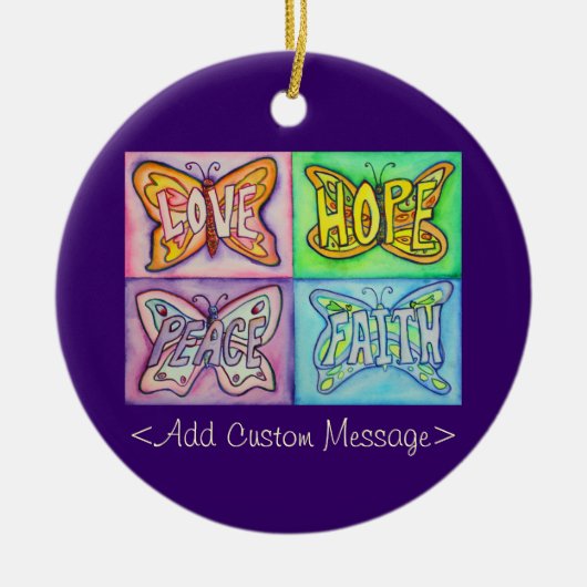 バタフライカスタム感動的ペンダントオーナメント セラミックオーナメント (正面)