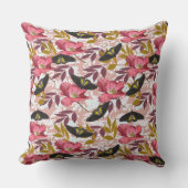 バタフライカラフルとポピーの自然パターン クッション (正面)