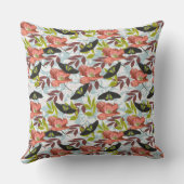 バタフライカラフルと赤のポピー自然パターン クッション (裏面)