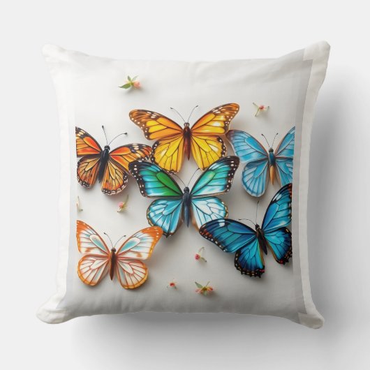 バタフライカラフルコレクション(フローラアクセント付) クッション (正面)
