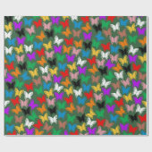 バタフライカラフルシルエットラッピング紙 ラッピングペーパー (フラット)