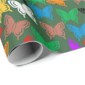 バタフライカラフルシルエットラッピング紙 ラッピングペーパー (ロールコーナー)
