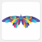 バタフライカラフルスクエアステッカー スクエアシール (正面)