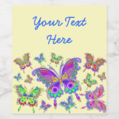 バタフライカラフルタトゥースタイル ワインラベル (シングルラベル)