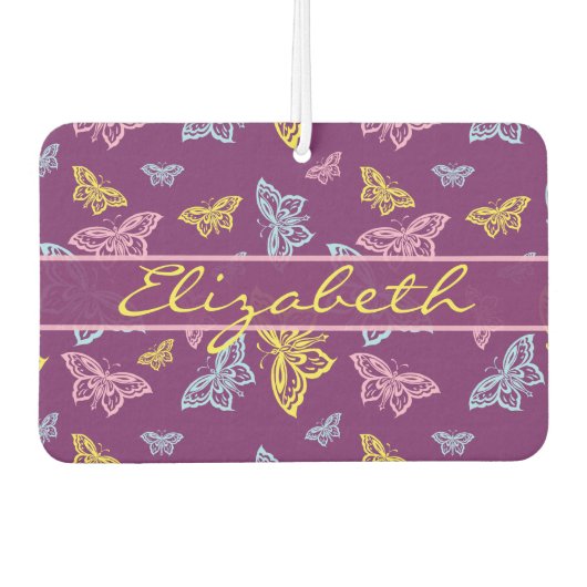 バタフライカラフルパーソナライズパターン カーエアーフレッシュナー (正面)