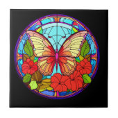 バタフライカラフルフローラセラミックタイル タイル (正面)