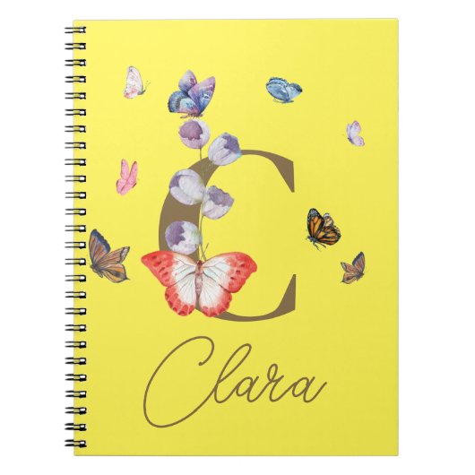 バタフライカラフルフローラパーソナライズされたギフト ノートブック (正面)