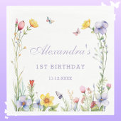 バタフライカラフルワイルドフラワー1st誕生日パーティー スタンダードランチョンナプキン