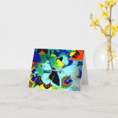 バタフライカラーコラージュ折り畳みグリーティングカード カード (黄色い花)