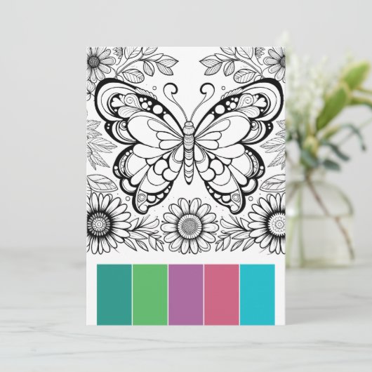 バタフライカラーリングカードくつろぎツール 招待状 (スタンド正面)