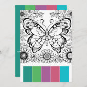 バタフライカラーリングカードくつろぎツール 招待状 (正面/裏面)