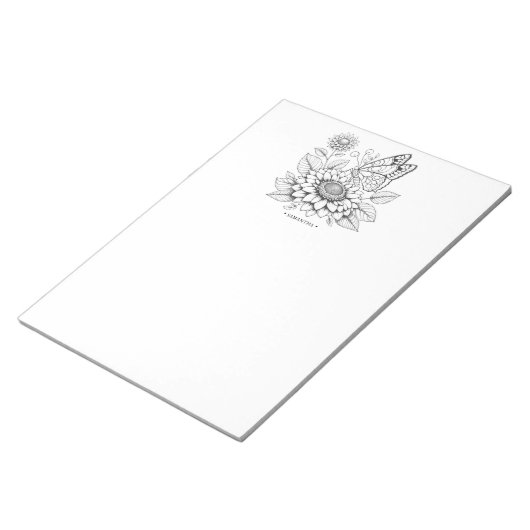 バタフライカラーリングページメモ帳 ノートパッド (アングル)