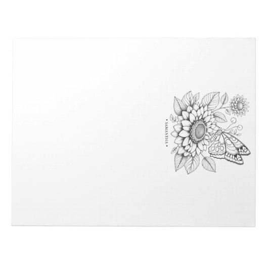 バタフライカラーリングページメモ帳 ノートパッド (正面)