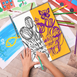 バタフライカラーリングページ印刷可能なチューリップ ポスター