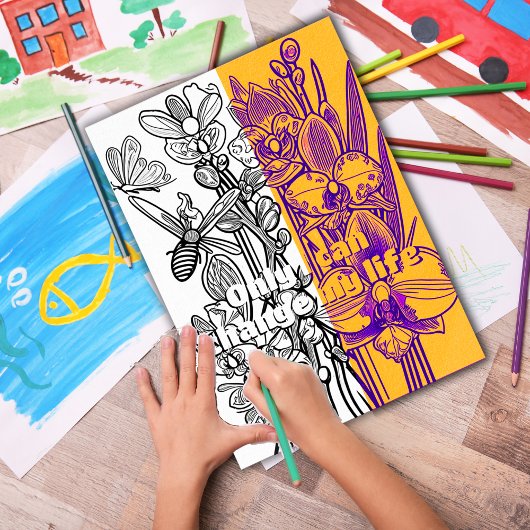 バタフライカラーリングページ印刷可能な蘭 ポスター