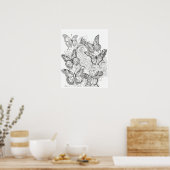 バタフライカラーリングポスターストレスレリーフ、 浮き彫り ポスター (キッチン)