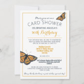 バタフライカードシャワー誕生日フォト招待状 招待状 (正面)