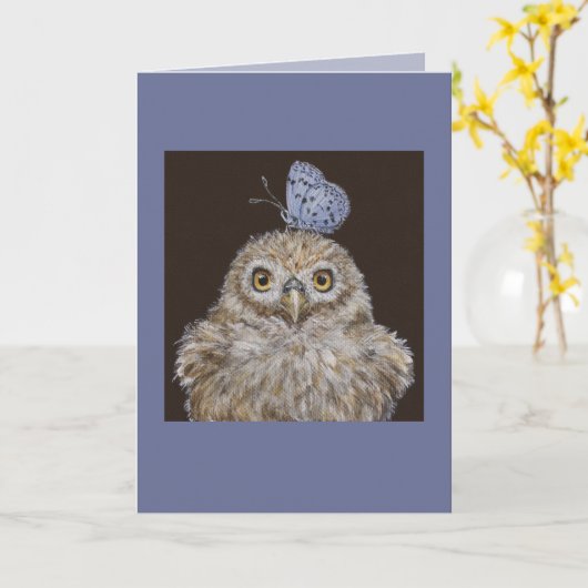 バタフライカード付きフクロウ カード (黄色い花)