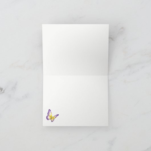 バタフライカード |紫色の水彩ありがとうございました サンキューカード (内部)
