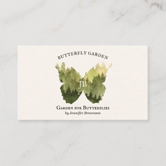 バタフライガーデンアイディア素朴な森のキャンプ 名刺 (正面)